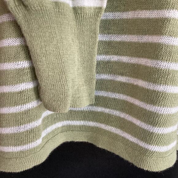 Lou & Grey Linen Blend Moss Green Striped Sweater MEDIUM Nautical Coastal Summer - Picture 6 of 8